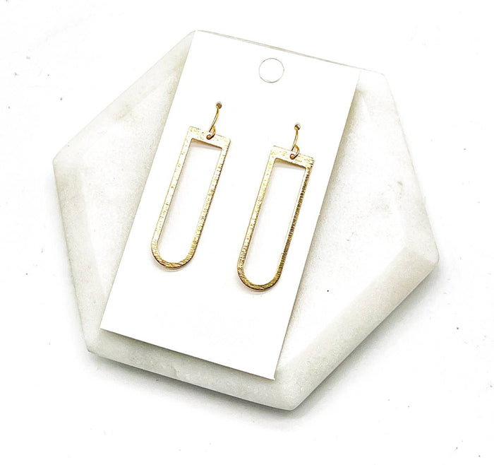 Gold Long Deco Metal Earrings