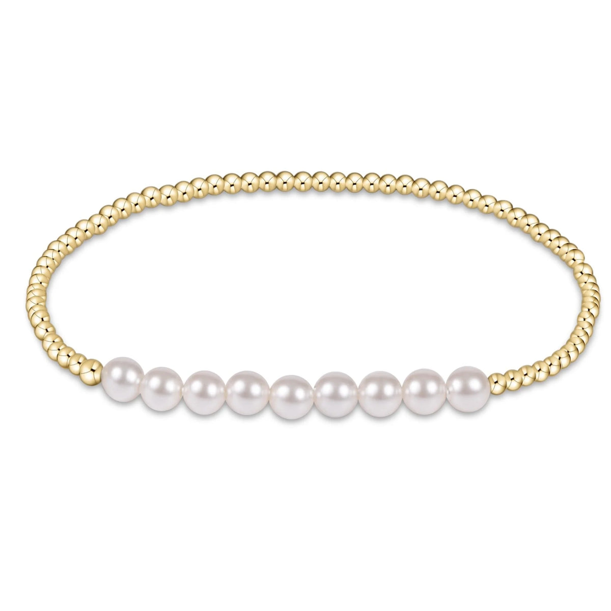 classic gold beaded bliss 2.5mm bead bracelet- 5mm pearl