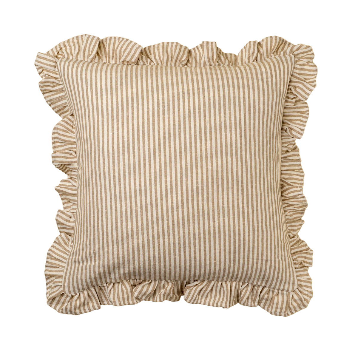 Ruffle Thin Stripe - Beige - 20 x 20