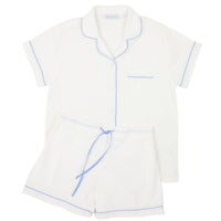 Logan Periwinkle Cotton Poplin Short Sleeve Shorty Pajamas