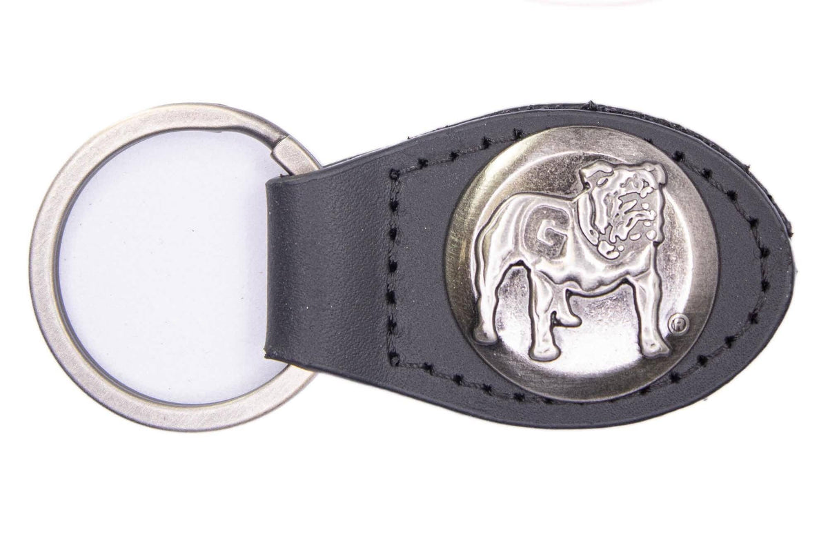 Georgia Bulldogs Oval Leather Key Fob.