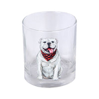 GA Watercolor Bulldog Rocks Glass