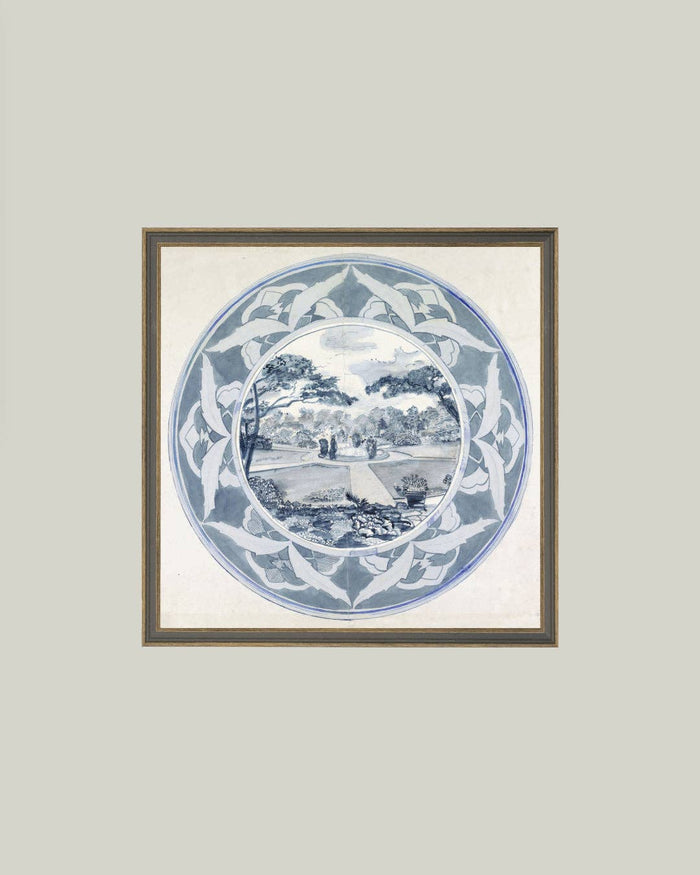 Garden View Design Framed Antique Art: 15x15
