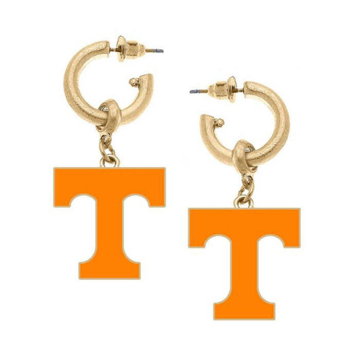 Tennessee Volunteers Enamel Drop Hoop Earrings in Orange