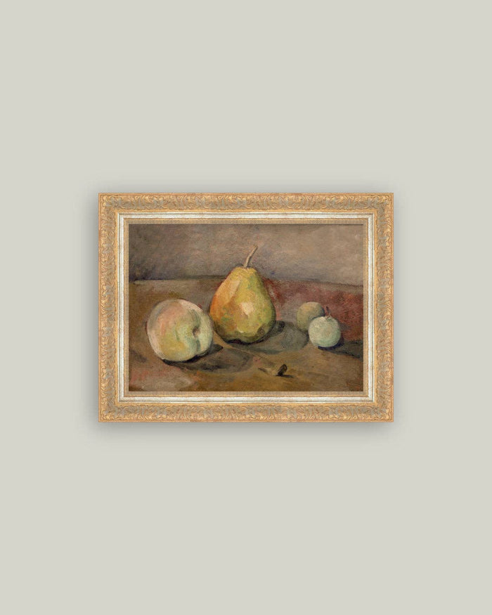 Pears and Apples Framed Antique Art - 9x7