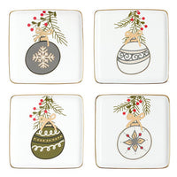 Square Ceramic Plates w/Ornament Pattern