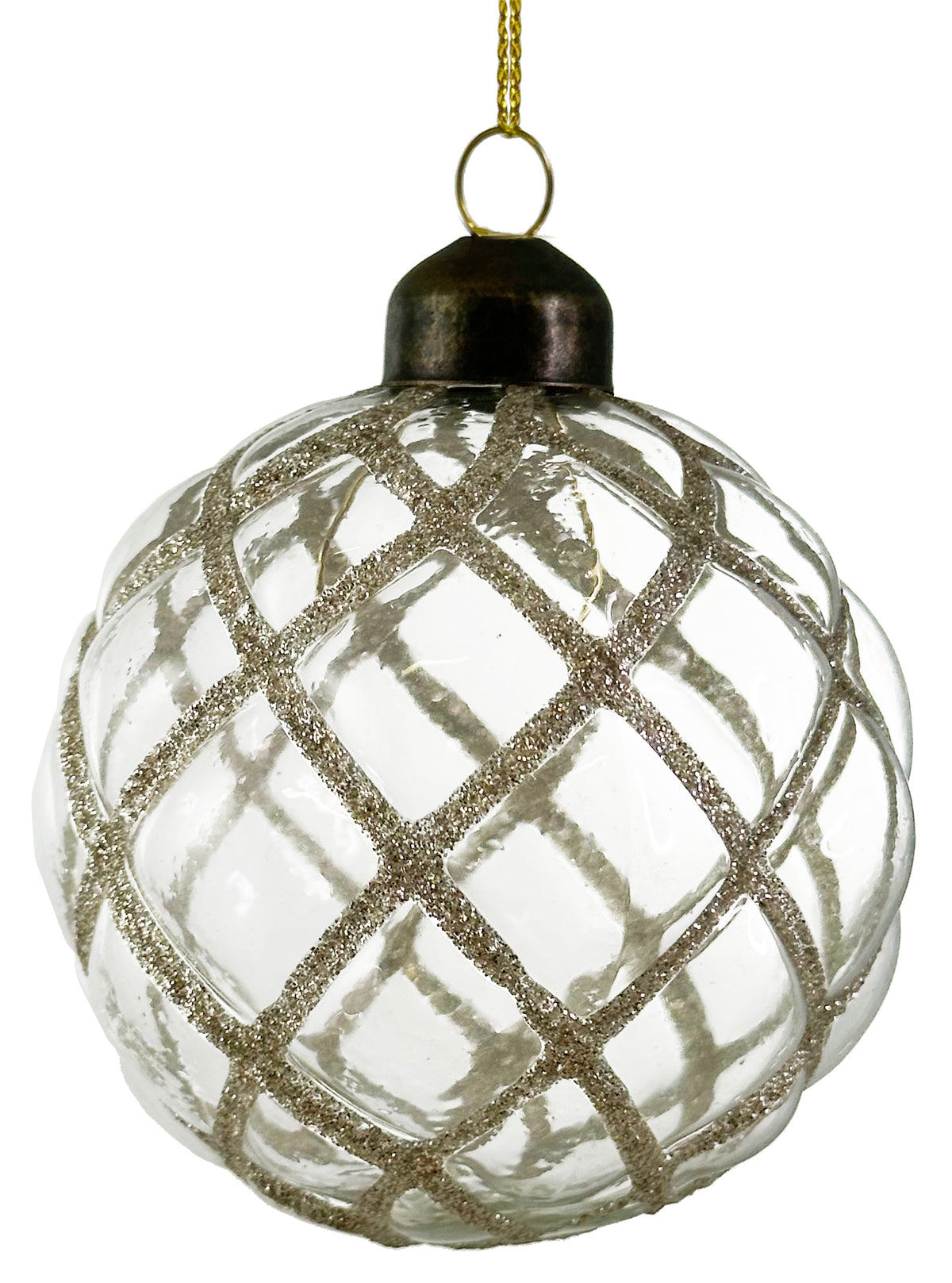 Glass Velvet Ball Transparent w/Silver Glitter