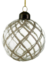 Glass Velvet Ball Transparent w/Silver Glitter