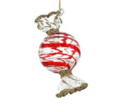Glass Candy Clear Red/Silver Glass - 4.5"