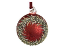 Glass Ball Antique Red Matte w/Fir Wreath - 3"