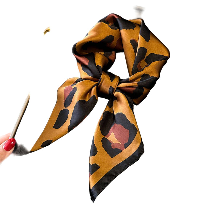 Leopard Print Satin Square Scarf