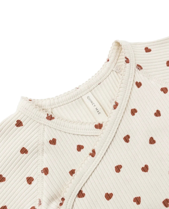 Side Snap Body Suit || Red Hearts