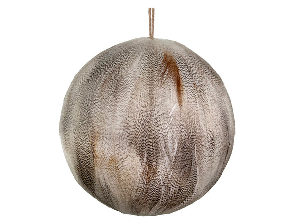 Feather Textured Ball Ornament - Grey