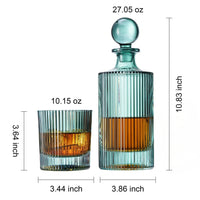 Ribbed Decanter Set with 4 Glasses