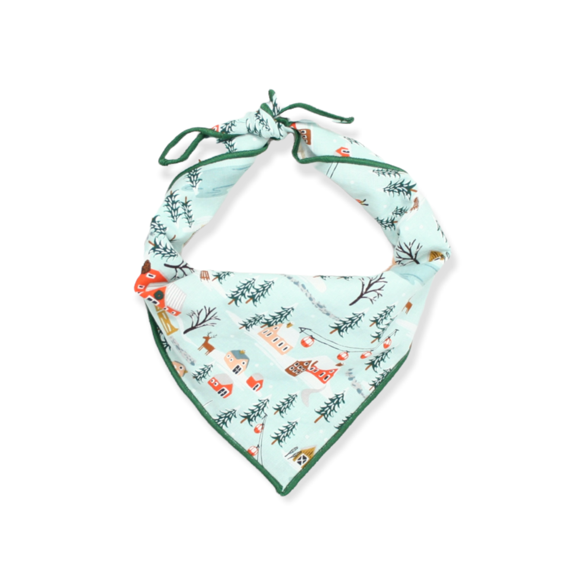 Dog Bandana - Holiday Village in Mint