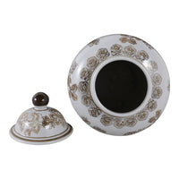 Brown/White Ceramic Chinoiserie Bird Vase, 12 in