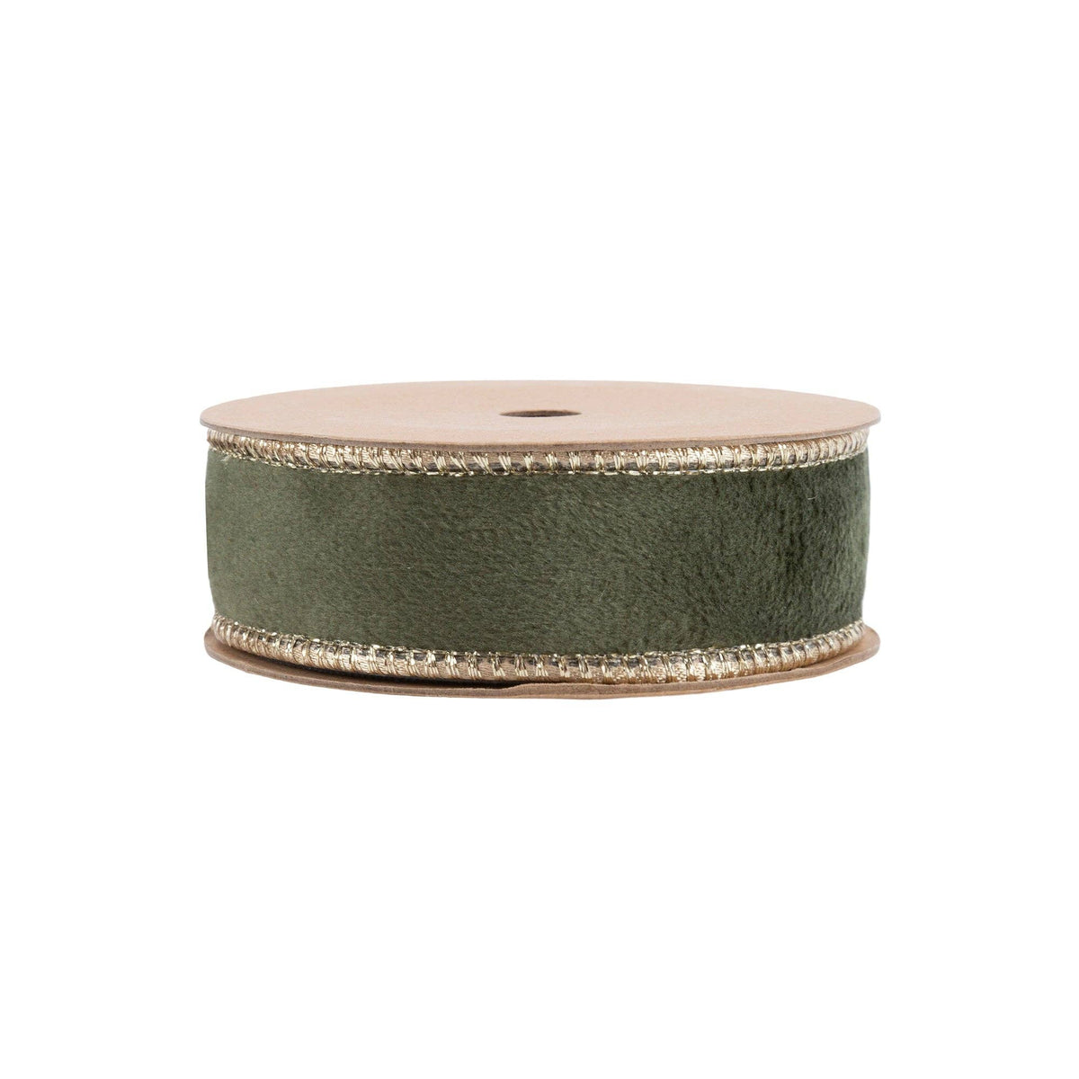 1" Reversible Classic Velvet Wired Ribbon | Moss/Gold | 10 Yds