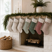Ticking Stripe Christmas Stocking with Ticking Ruffle