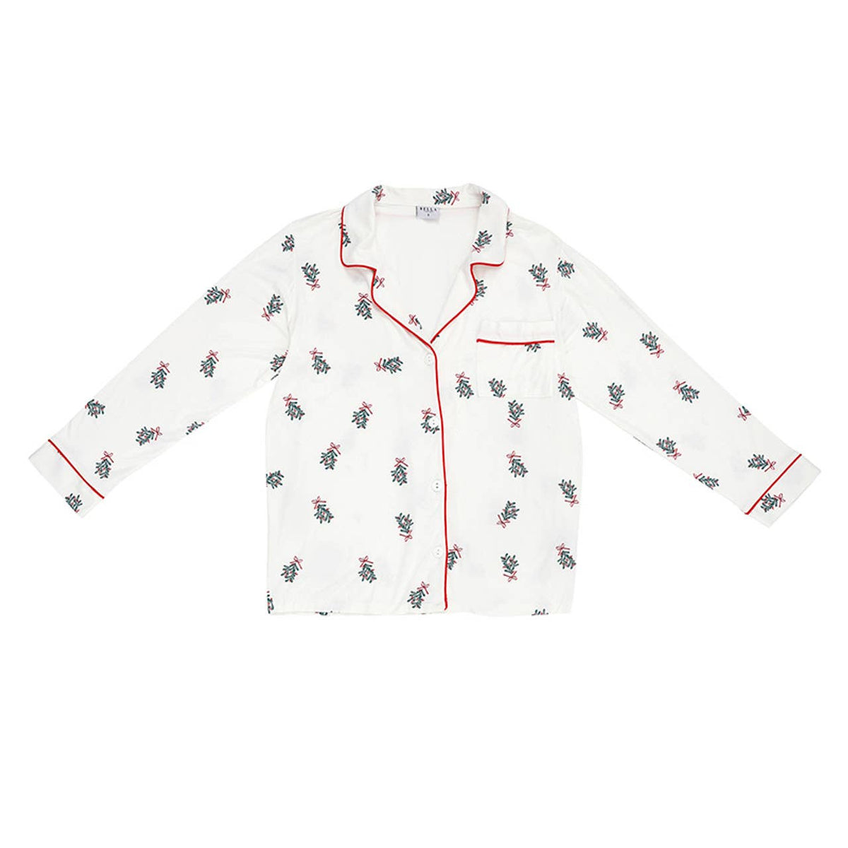 Pajama Set - Full-Length Bamboo - White + Mistletoe