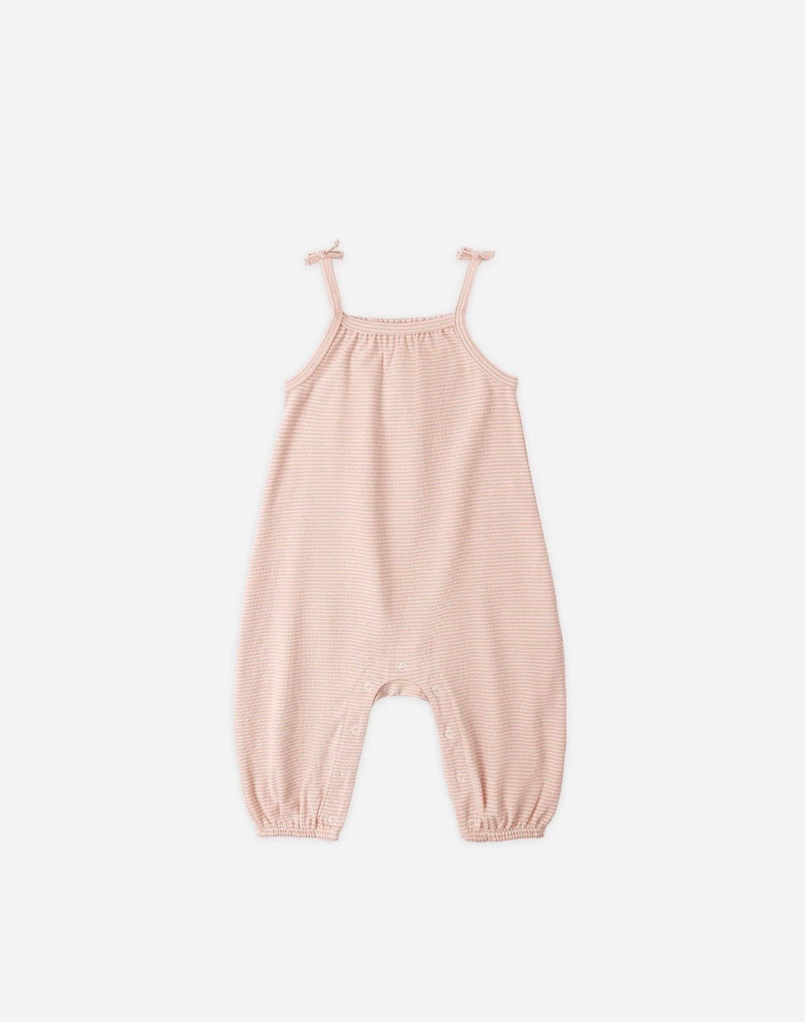 Smocked Jumpsuit - Melon Micro Stripe