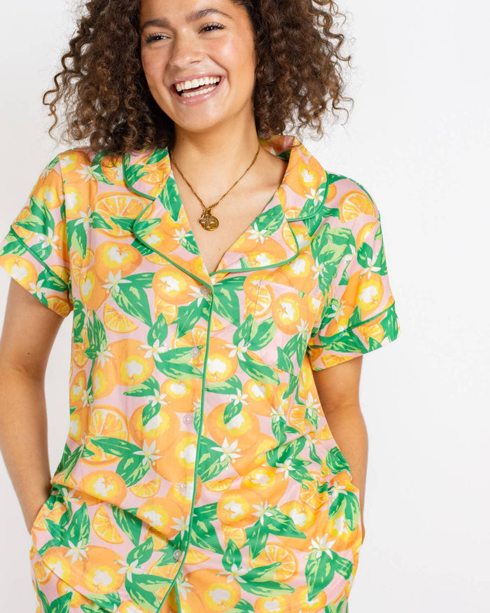 Orange Grove Shirt/Shorts Pajama Set
