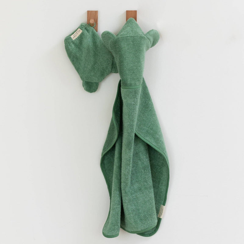 Hooded Towel + Wash Mitt Set Sea Foam