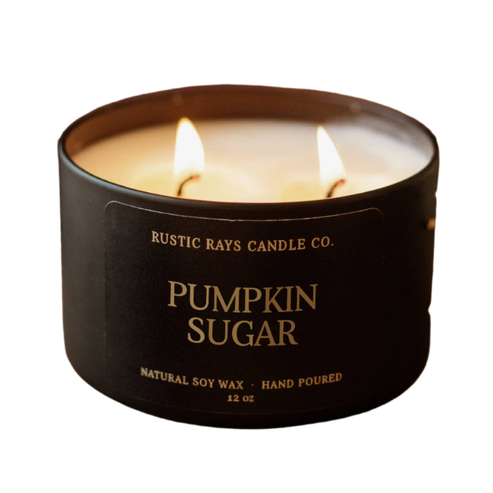 Pumpkin Sugar Fall Soy Candle - 12 oz Double Wick - Black