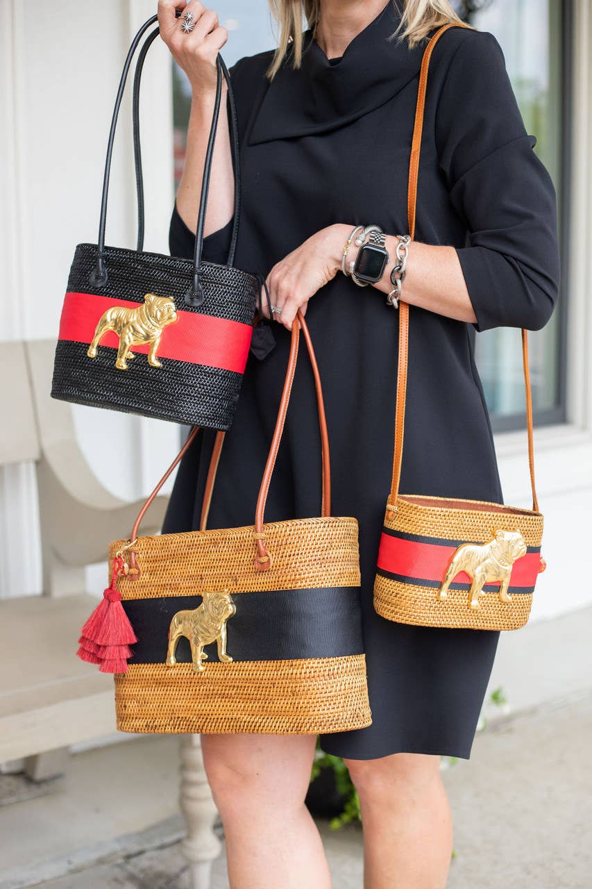 Charlotte Crossbody Small - Black and Red Layer with Bulldog