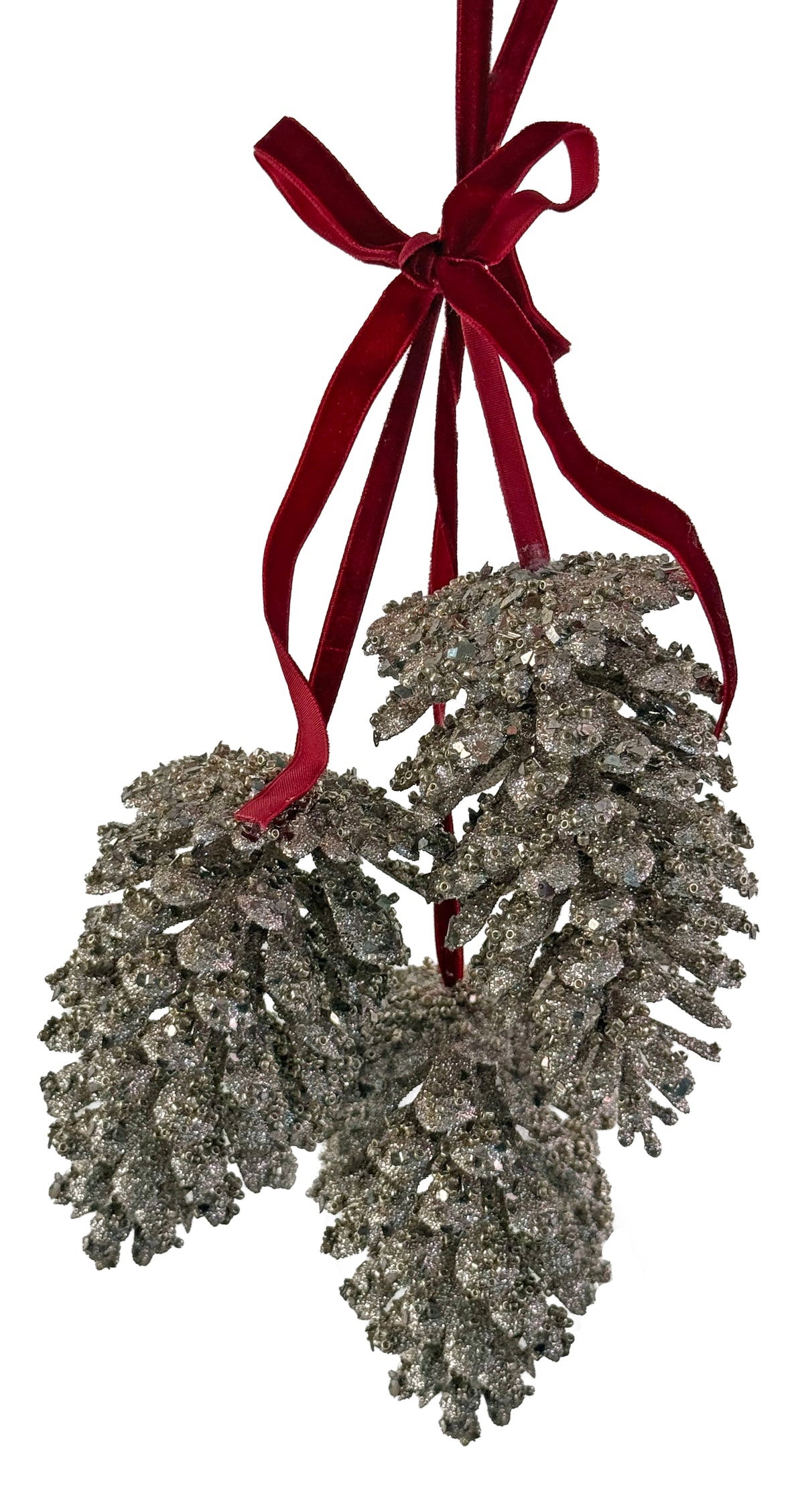 Glitter Cone Bundle (3 cones) on Burgundy Velvet Ribbon