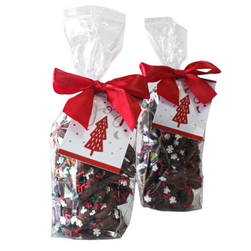 Milk Chocolate Covered Pretzels with Holiday Decorations