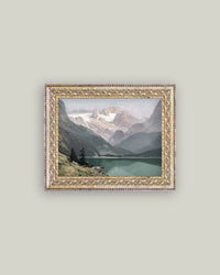 Mountain Lake View Framed Antique Art