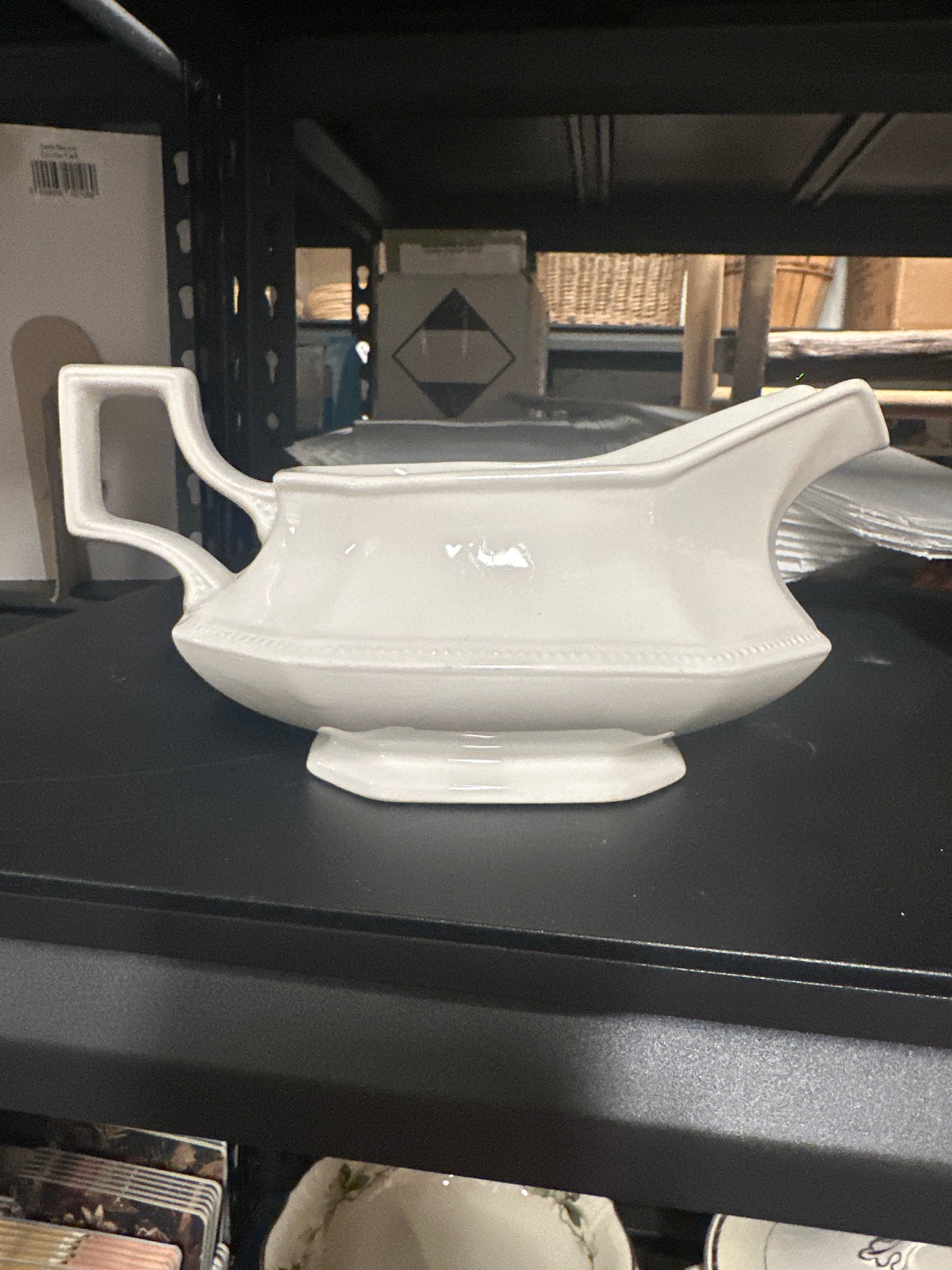 VINTAGE - White Stoneware Gravy Boat