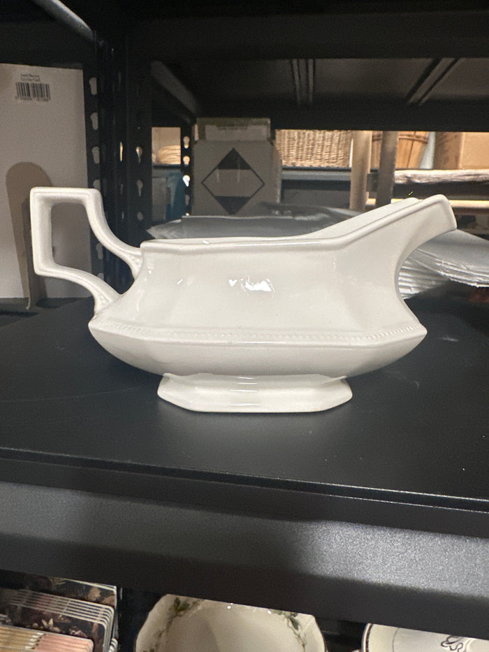 VINTAGE - White Stoneware Gravy Boat