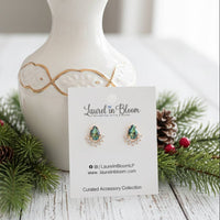 Crystal Trim Teardrop Stud Earrings