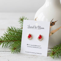 Crystal Trim Teardrop Stud Earrings