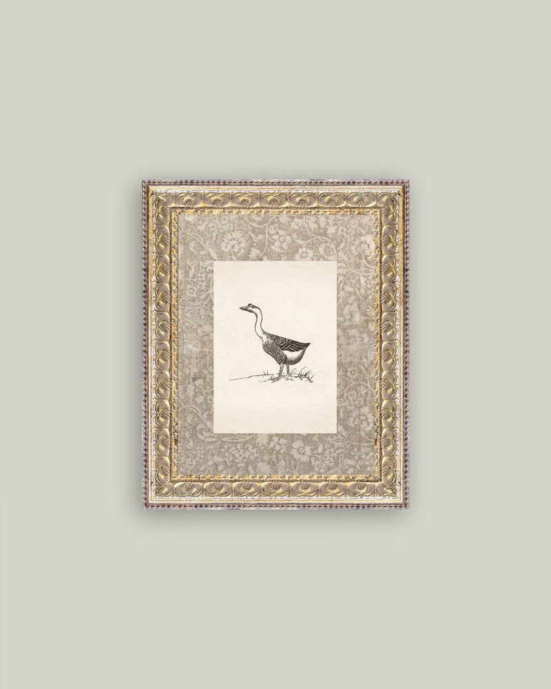 Single Goose Framed Antique Art - 8x10