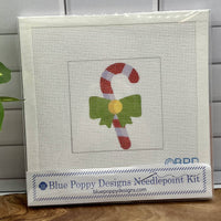 Needlepoint Kit - Candy Cane with Green Bow Design