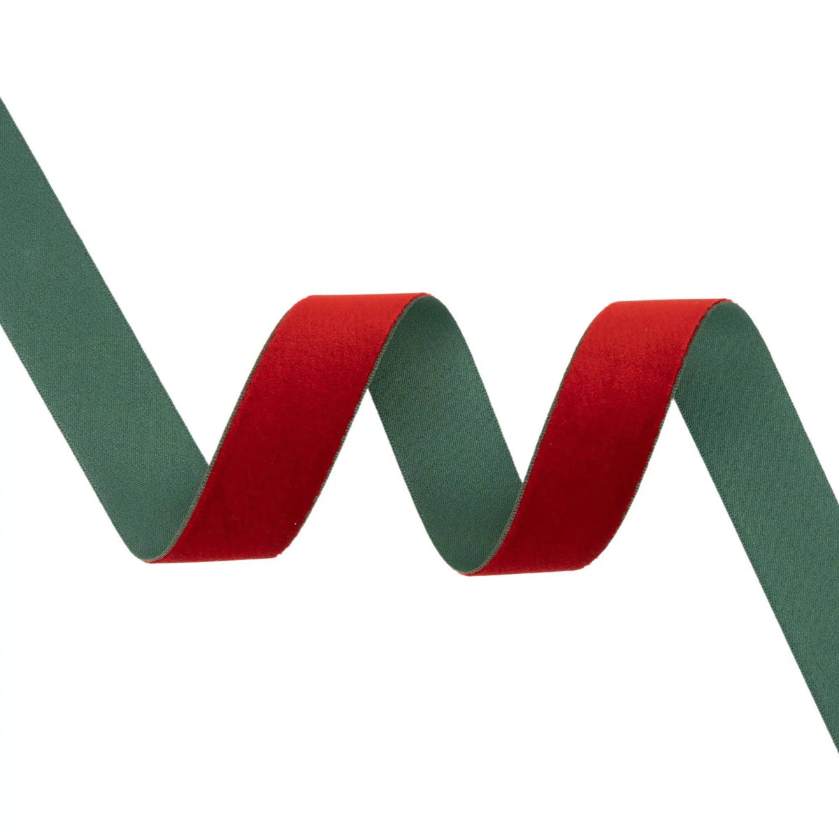 1" Reversible Velvet Ribbon | Red/Green | 10 Yds