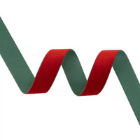 1" Reversible Velvet Ribbon | Red/Green | 10 Yds