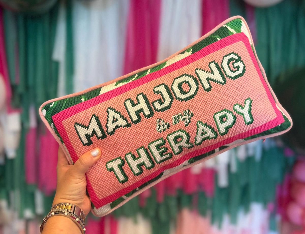 Mahjong is my Therapy Needlepoint Pillow