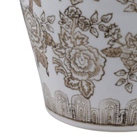 Brown/White Ceramic Chinoiserie Bird Vase, 12 in