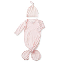 Bamboo Knotted Baby Gown & Beanie - Blush & Blue