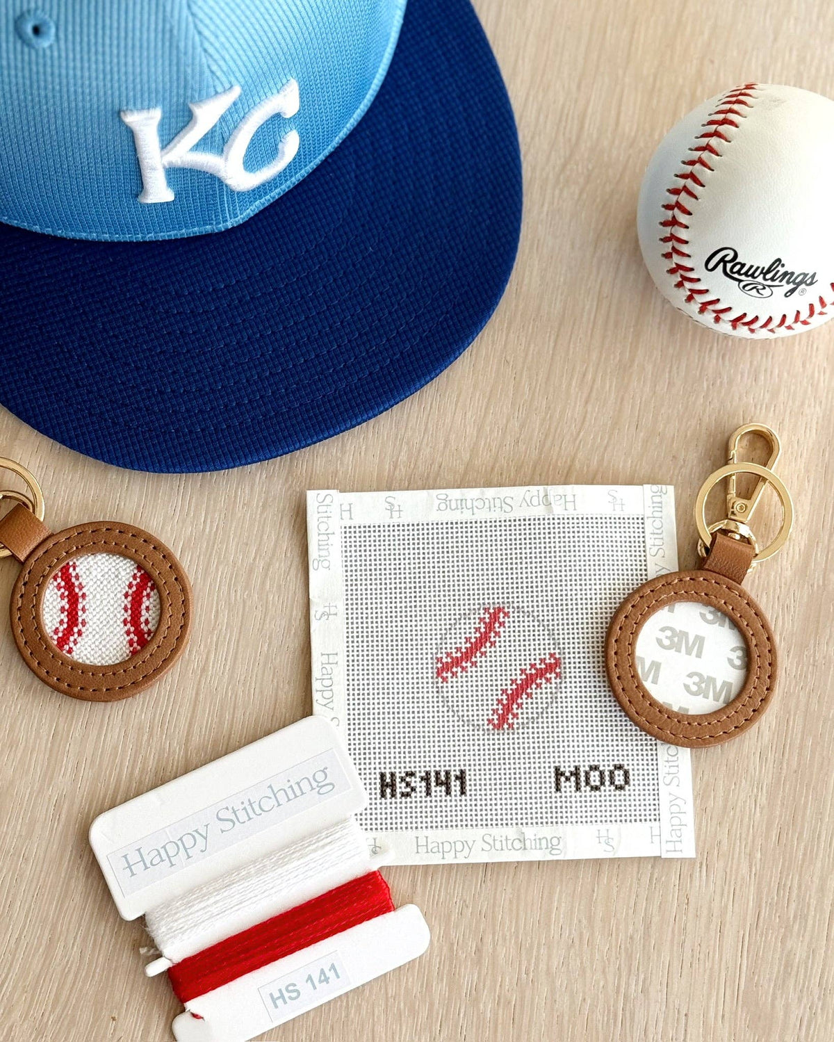 Needlepoint Kit - Little League (Leather Key Fob)