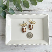 Hadley Football & Gold Bows Earrings