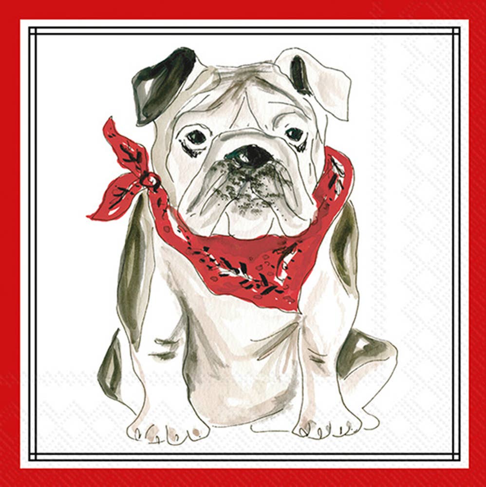 Paper Cocktail Napkins 20 Ct Red Bulldog Hometown Pride