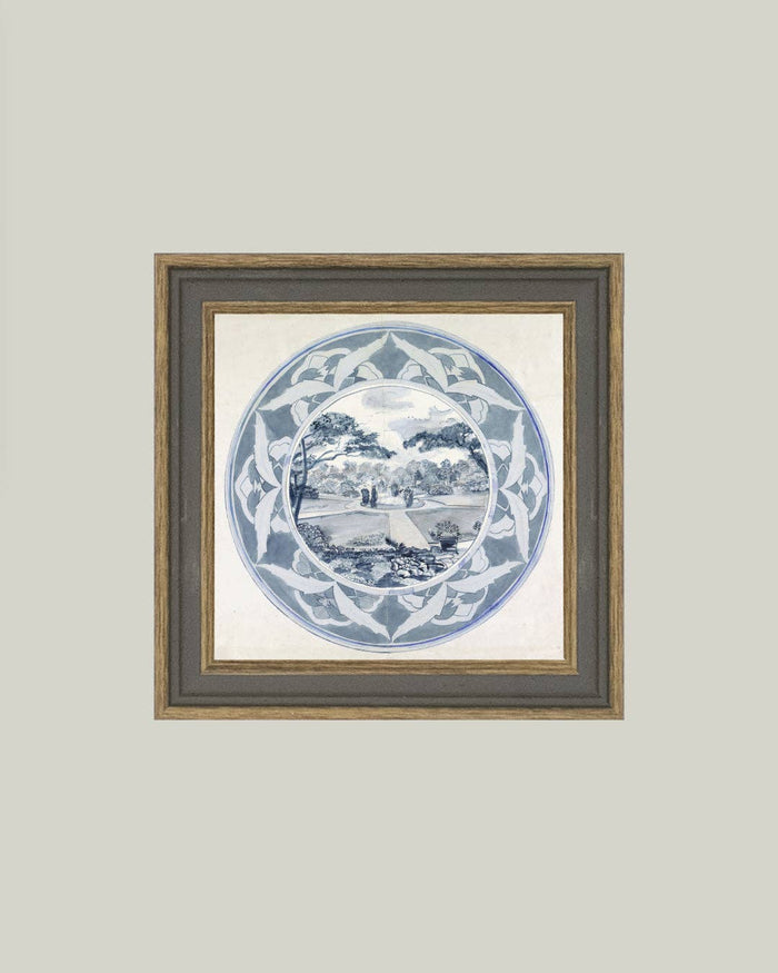 Garden View Design Framed Antique Art: 15x15