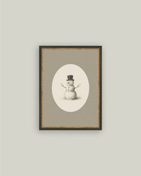 Oval Snowman Framed Antique Art - 5x7