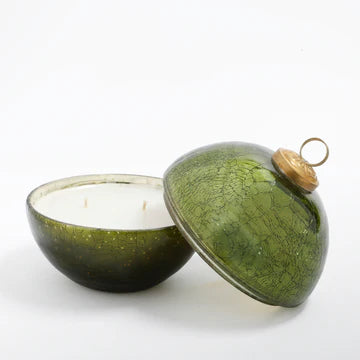 Noble Fir Green Glass Ornament Candle