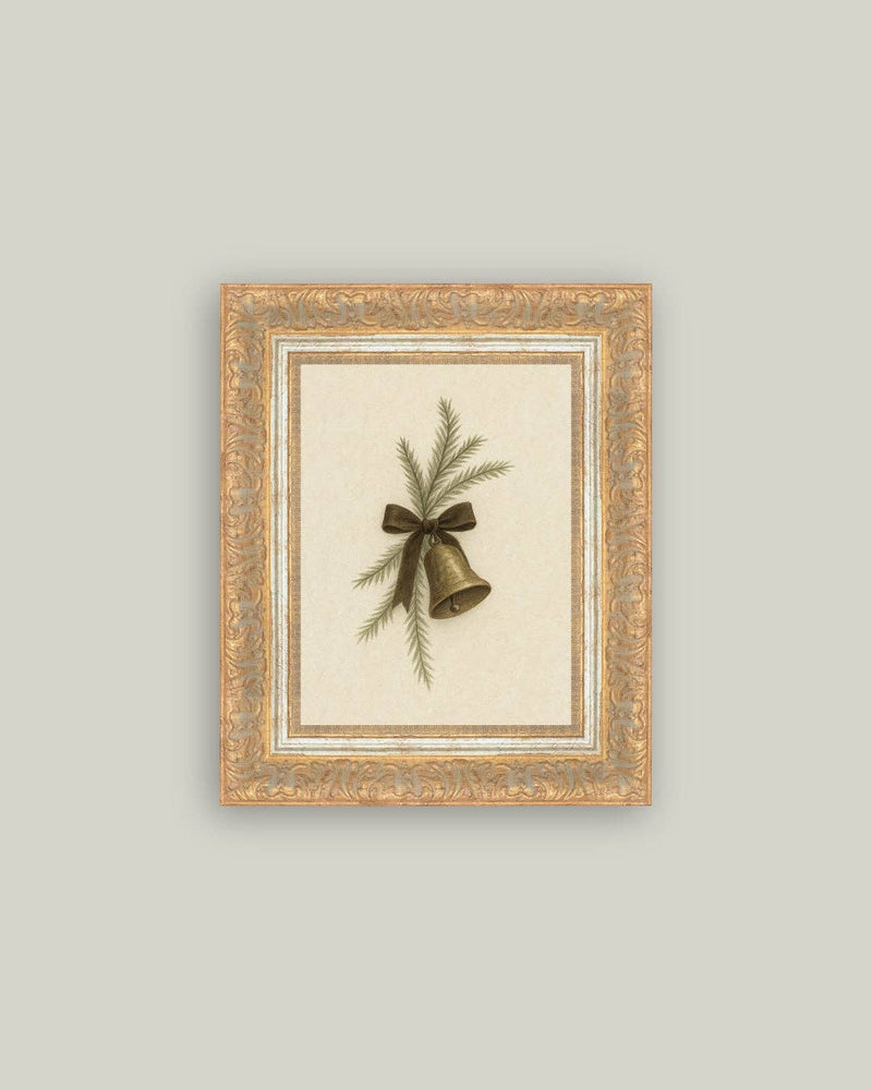 Bell with Pine Framed Antique Art