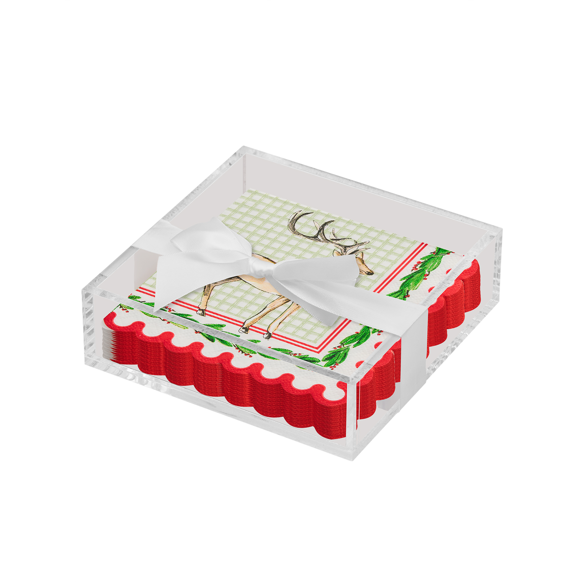Acrylic Cocktail Napkin Tray - Holly Berry